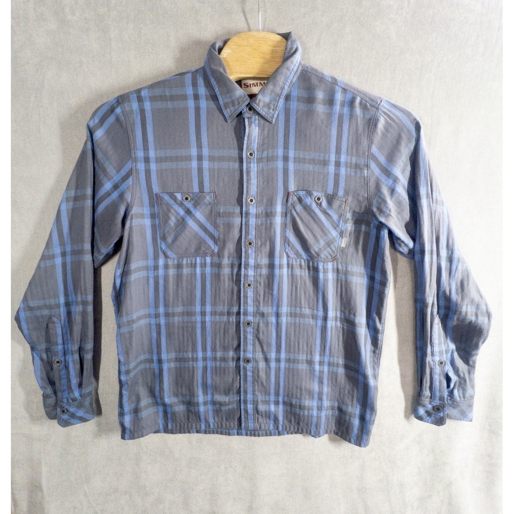 Simms Fishing Plaid Tencil Button‎ Up Shirt Mens Large Gorpcore Outdoors Camping
